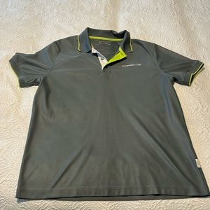 Official Porsche Design Race Gray and Electric green trim logo Polo shirt